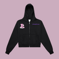Fleeced Zip-Up Cropped Hoodie