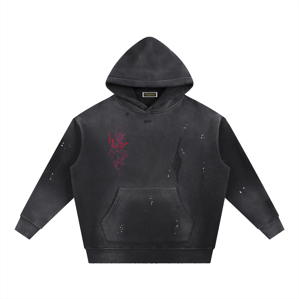 Vintage breezy Frayed Fleece Hoodie