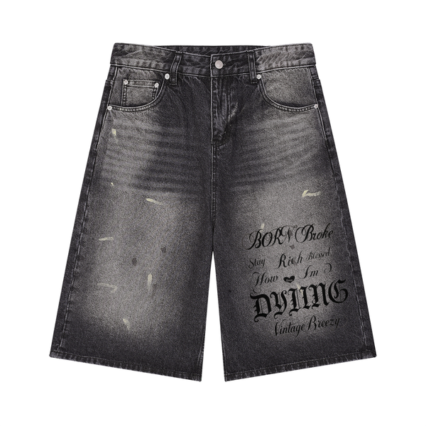 Men’s Vintage Wash Wide Leg Denim Shorts