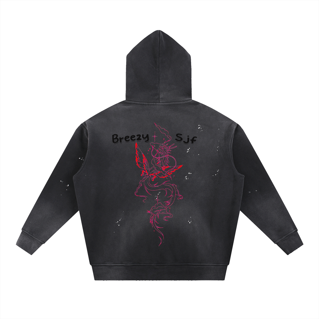 Vintage breezy Frayed Fleece Hoodie