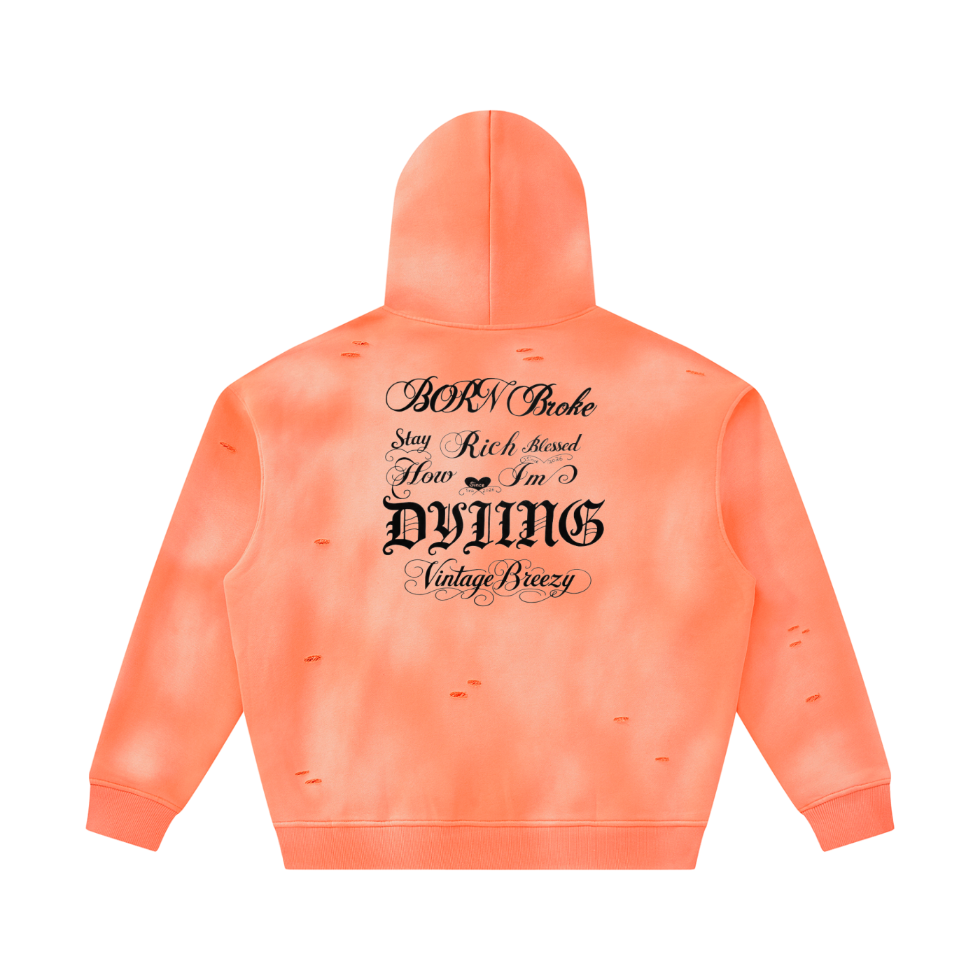 Unisex Sunfade Frayed Fleece Hoodie