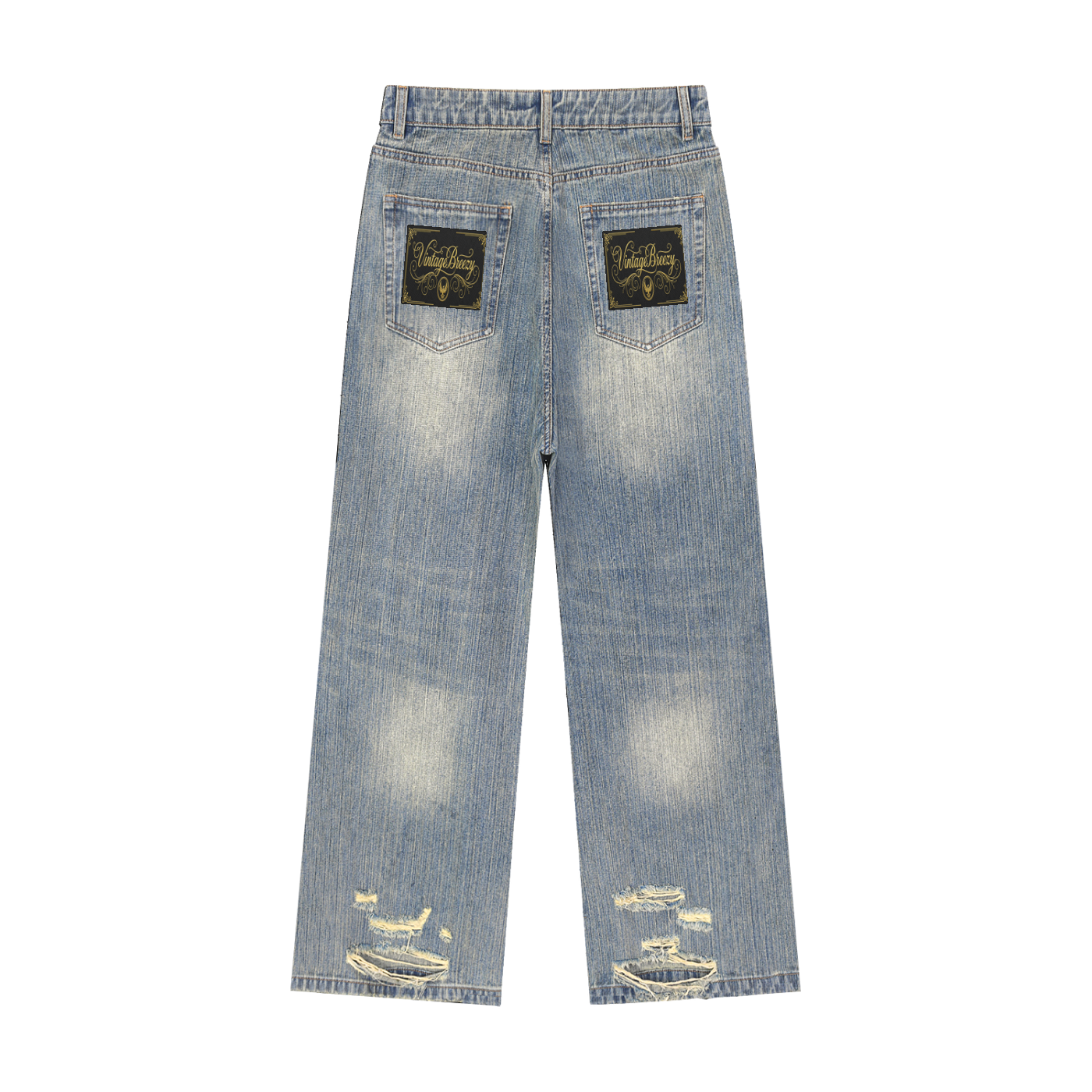Vintage Wash Distressed Denim Jeans