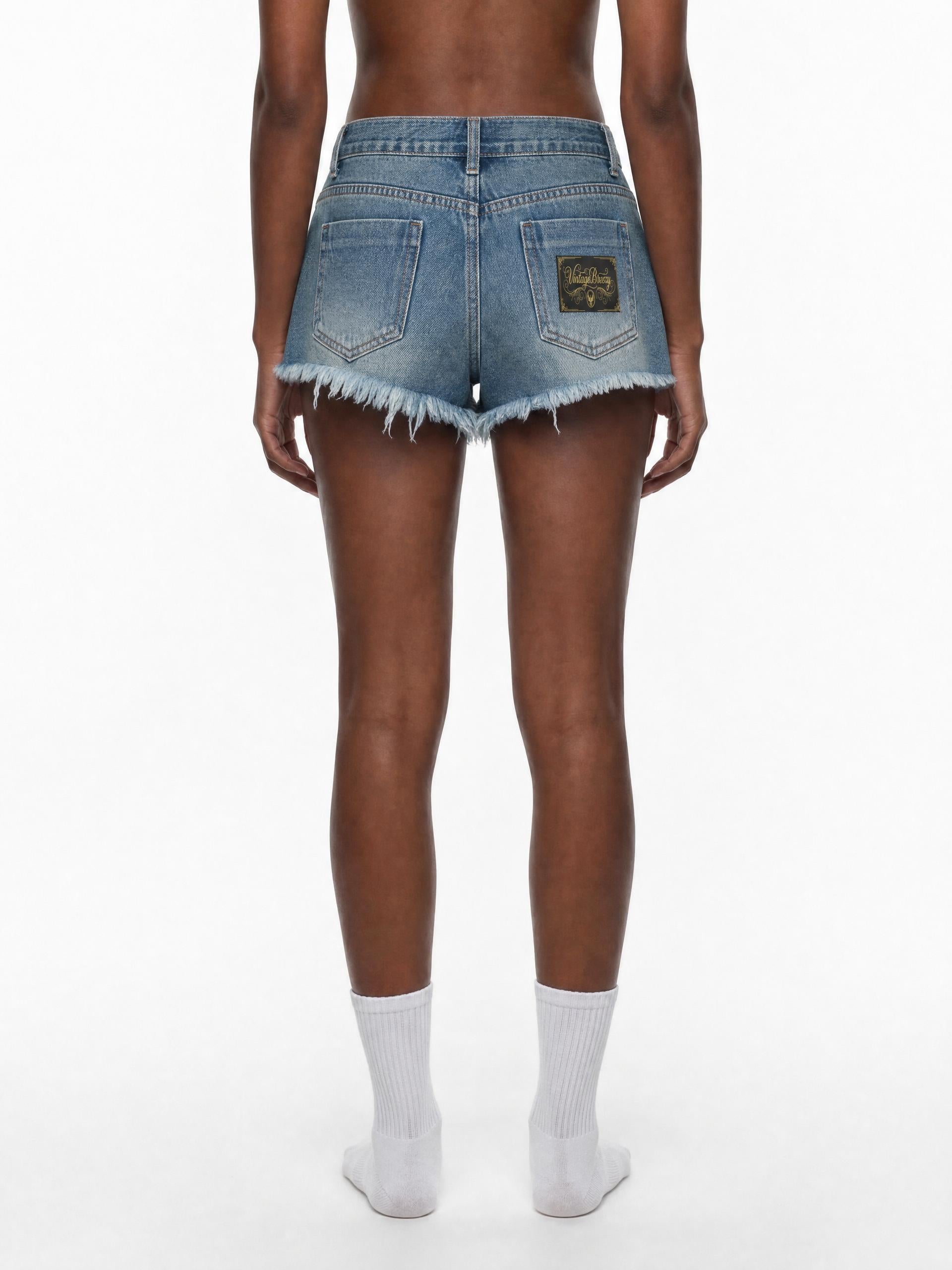 Women's Vintage Wash Raw Hem Denim Shorts