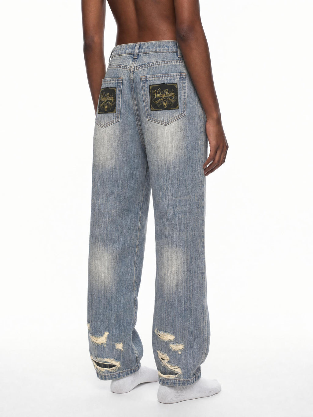 Vintage Wash Distressed Denim Jeans